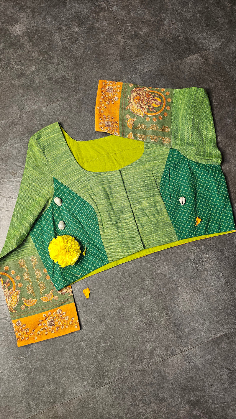 Green Saarswati-Peacock blouse