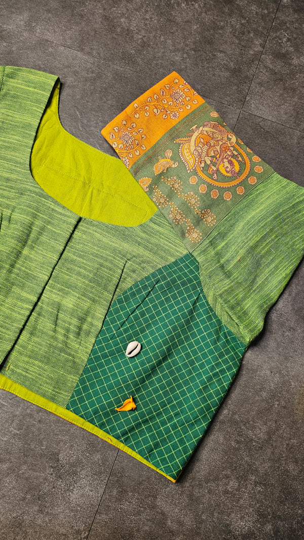 Green Saarswati-Peacock blouse