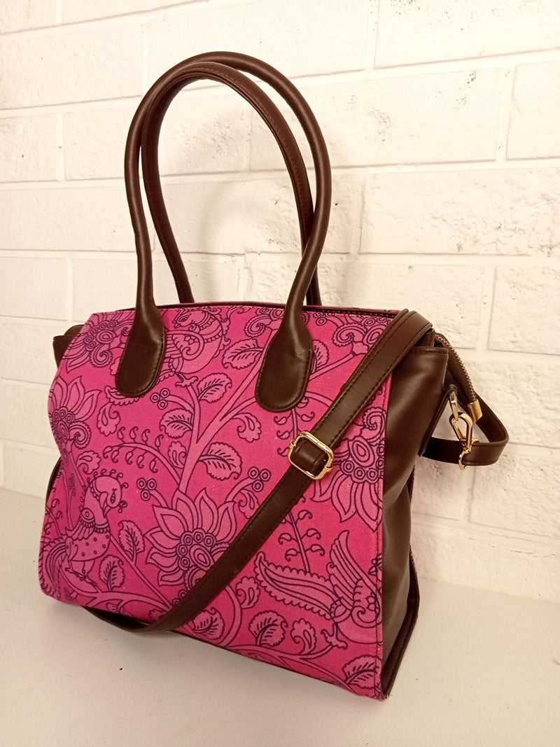 kalamkari Office Bag- Pink – udd Studio